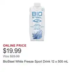 Costco BioSteel White Freeze Sport Drink 12 x 500 mL offer