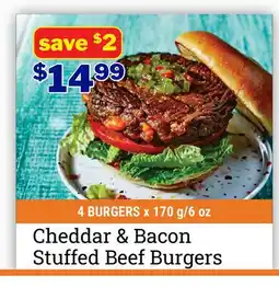 M & M Food Market Cheddar & Bacon Stuffed Beef Burgers offer