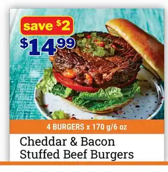 M & M Food Market Cheddar & Bacon Stuffed Beef Burgers offer