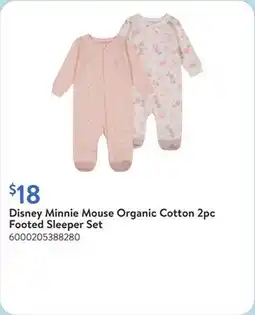 Walmart Disney Minnie Mouse Organic Cotton 2pc Footed Sleeper Set offer