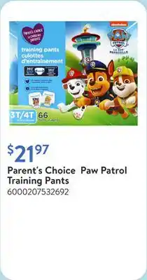 Walmart Parent's Choice Paw Patrol Training Pants offer