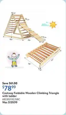 Walmart Costway Foldable Wooden Climbing Triangle with ladder offer