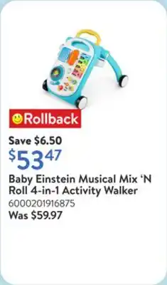 Walmart Baby Einstein Musical Mix 'N Roll 4-in-1 Activity Walker offer