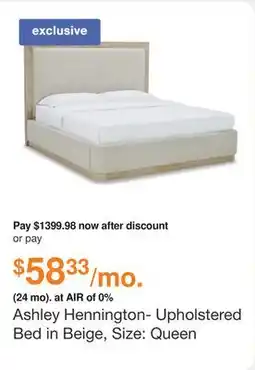Ashley Furniture Ashley Hennington- Upholstered Bed in Beige, Size: Queen offer