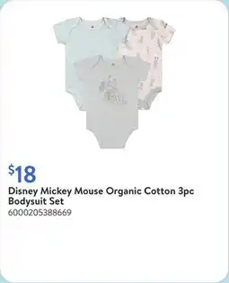 Walmart Disney Mickey Mouse Organic Cotton 3pc Bodysuit Set offer
