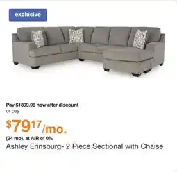 Ashley Furniture Ashley Erinsburg- 2 Piece Sectional with Chaise in Iron, Fabric offer