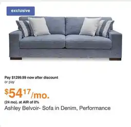 Ashley Furniture Ashley Belvoir- Sofa in Denim, Performance Fabric offer