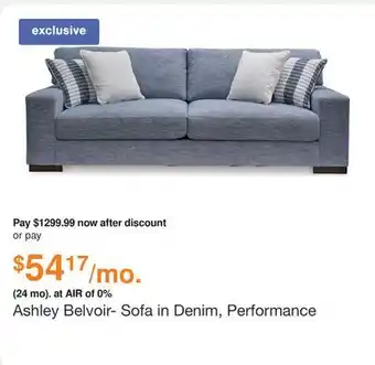 Ashley Furniture Ashley Belvoir- Sofa in Denim, Performance Fabric offer