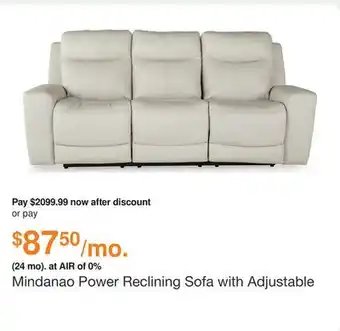 Ashley Furniture Mindanao Power Reclining Sofa with Adjustable Headrest in Coconut, Leather by Ashley offer