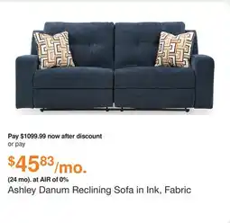 Ashley Furniture Ashley Danum Reclining Sofa in Ink, Fabric offer
