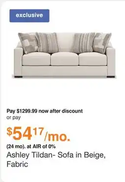 Ashley Furniture Ashley Tildan- Sofa in Beige, Fabric offer