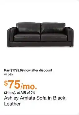 Ashley Furniture Ashley Amiata Sofa in Black, Leather offer