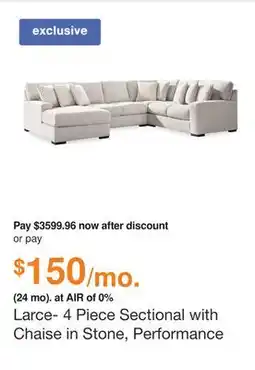Ashley Furniture Larce- 4 Piece Sectional with Chaise in Stone, Performance Fabric by Ashley offer