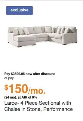 Ashley Furniture Larce- 4 Piece Sectional with Chaise in Stone, Performance Fabric by Ashley offer