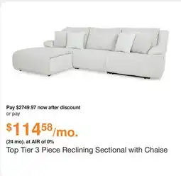 Ashley Furniture Top Tier 3 Piece Reclining Sectional with Chaise in Alloy, Fabric by Ashley offer
