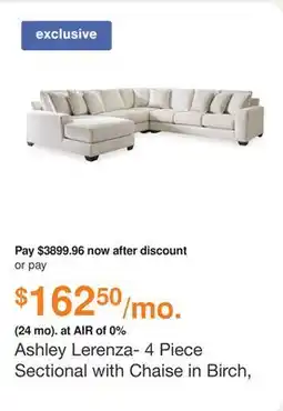 Ashley Furniture Ashley Lerenza- 4 Piece Sectional with Chaise in Birch, Fabric offer