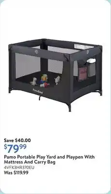 Walmart Pamo Portable Play Yard and Playpen With Mattress And Carry Bag offer
