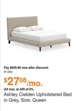Ashley Furniture Ashley Cielden Upholstered Bed in Grey, Size: Queen offer