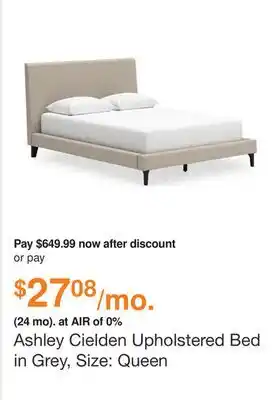 Ashley Furniture Ashley Cielden Upholstered Bed in Grey, Size: Queen offer