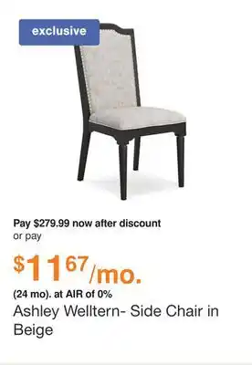 Ashley Furniture Ashley Welltern- Side Chair in Beige offer