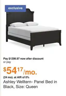 Ashley Furniture Ashley Welltern- Panel Bed in Black, Size: Queen offer