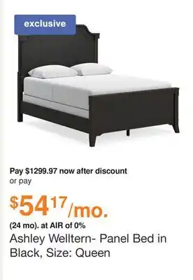 Ashley Furniture Ashley Welltern- Panel Bed in Black, Size: Queen offer