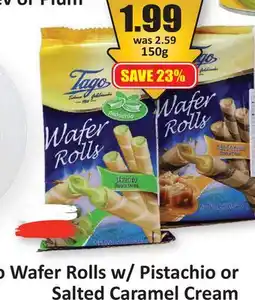 Starsky Tago Wafer Rolls w/Pistachio or Salted Caramel Cream offer