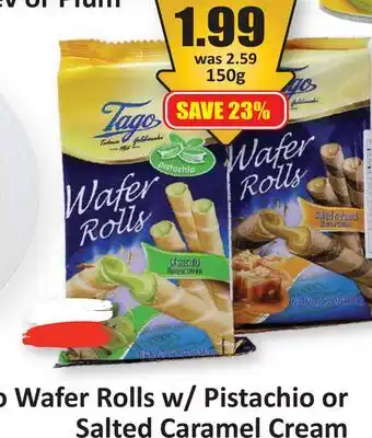 Starsky Tago Wafer Rolls w/Pistachio or Salted Caramel Cream offer