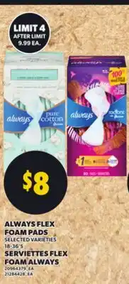 Independent City Market ALWAYS FLEX FOAM PADS, 18-36'S offer