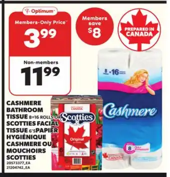 Independent City Market CASHMERE BATHROOM, 8 = 16 ROLLS OR OR FACIAL SCOTTIES FACIAL TISSUE TISSUE, 6 S offer