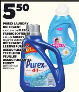 Independent City Market PUREX LAUNDRY DETERGENT, 1.92-2.03 L OR FLEECY FABRIC SOFTENER 1.36 L OR SHEETS, 80's offer