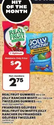 Independent City Market REAL FRUIT GUMMIES, 180 G OR JOLLY RANCHER MISFIT, 182/198 OR TWIZZLERS GUMMIES, 170 G offer