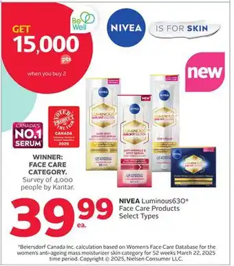 Rexall NIVEA Luminous630 Face Care Products offer