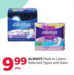 Rexall ALWAYS Pads or Liners offer