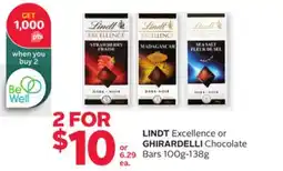 Rexall LINDT Excellence or GHIRARDELLI Chocolate Bars offer