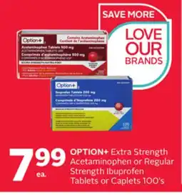 Rexall OPTION+ Extra Strength Acetaminophen or Regular Strength Ibuprofen Tablets or Caplets 100's offer