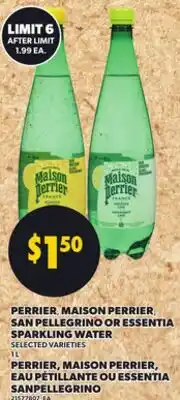 Independent City Market PERRIER, MAISON PERRIER, EAU PÉTILLANTE OU ESSENTIA SANPELLEGRINO, 1 L offer
