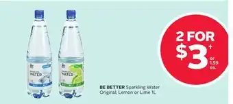 Rexall BE BETTER Sparkling Water Original, Lemon or Lime offer