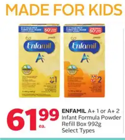 Rexall ENFAMIL A + 1 or A + 2 Infant Formula Powder Refill Box 992g offer