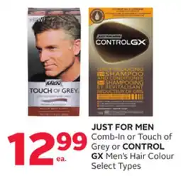 Rexall JUST FOR MEN Comb-In or Touch of Grey or CONTROL GX Men's Hair Colour offer
