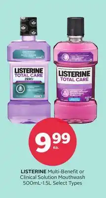 Rexall LISTERINE Multi-Benefit or Clinical Solution Mouthwash 500mL-1.5L offer