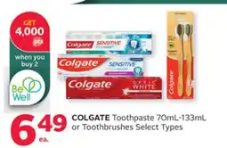 Rexall COLGATE Toothpaste 70mL-133mL or Toothbrushes offer
