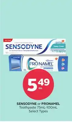 Rexall SENSODYNE or PRONAMEL Toothpaste 75mL-100mL offer