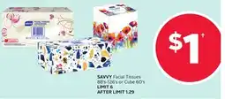 Rexall SAVVY Facial Tissues 88's-126's or Cube 60's offer