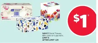 Rexall SAVVY Facial Tissues 88's-126's or Cube 60's offer