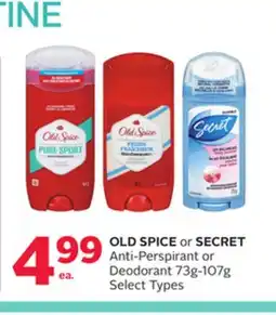 Rexall OLD SPICE or SECRET Anti-Perspirant or Deodorant offer