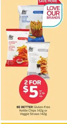 Rexall BE BETTER Gluten-Free Kettle Chips 142g or Veggie Straws 142g offer