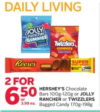 Rexall HERSHEY'S Chocolate Bars 100g-120g or JOLLY RANCHER or TWIZZLERS Bagged Candy 170g-198g offer