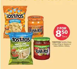 Rexall TOSTITOS Tortilla Chips 205g-295g or Queso or Salsa 394mL-418mL offer