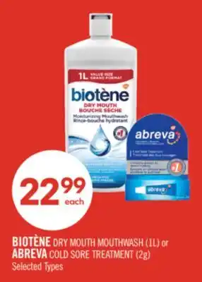 Shoppers Drug Mart BIOTÈNE DRY MOUTH MOUTHWASH (1L) or ABREVA COLD SORE TREATMENT (2g) offer